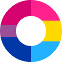 Ein Ring, jeweils zur hälfte in den Farben der Bi und Pan Flaggen